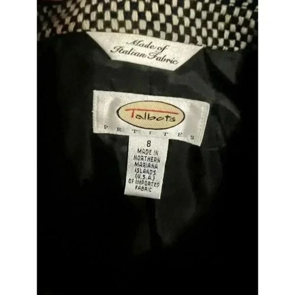 Talbots 8P Wool Blend Womens Blazer Professional Office Wear Tan Black - Picture 2 of 7